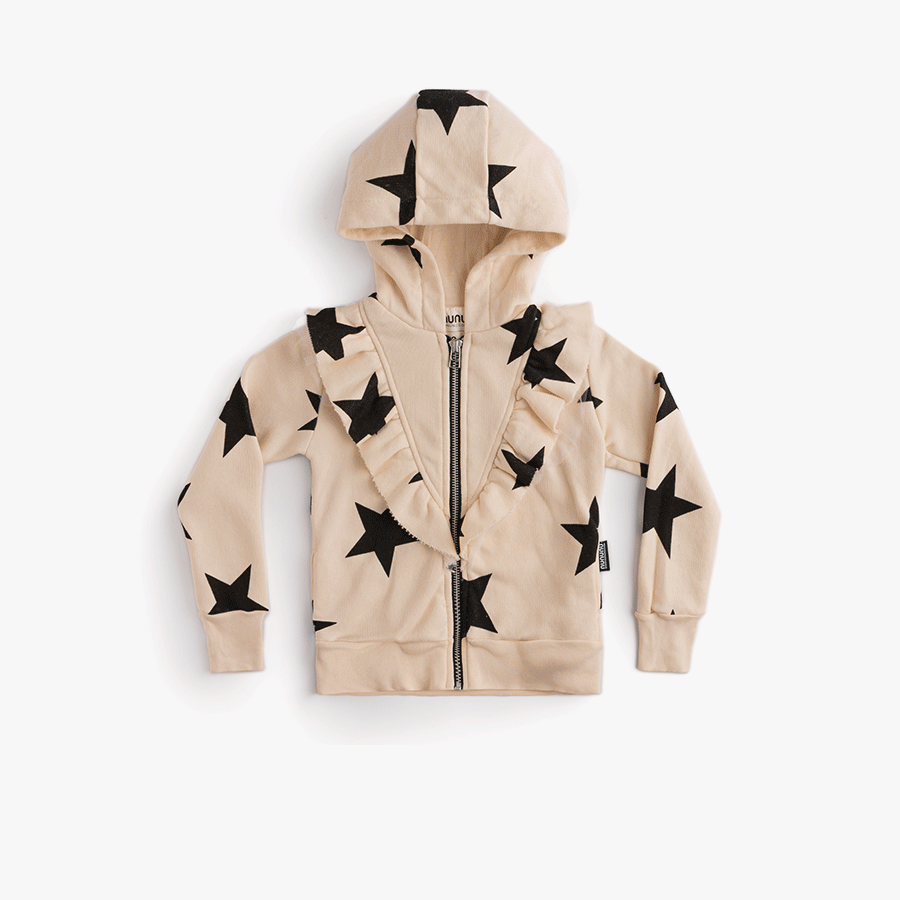 [BABY CLEARANCE]FRONT RUFFLED STAR ZIP HOODIE